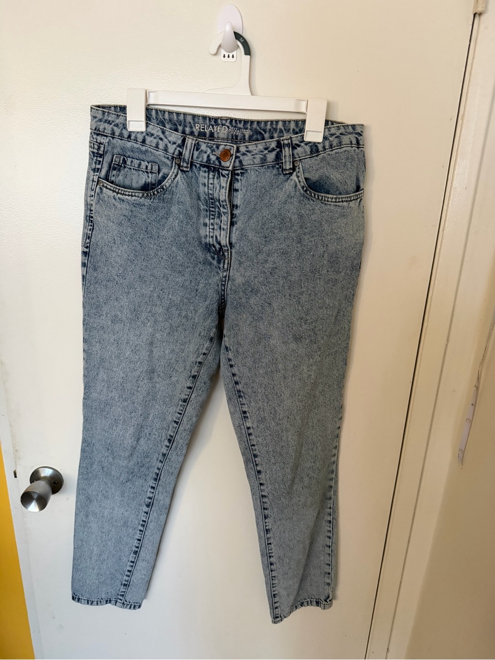 next Relaxed Boyfriend Jeans in Light Blue Stonewash